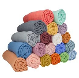 Colores sólidos, mantas de muselina para bebé, mantas de algodón de bambú, ropa de cama para guardería, toallas de baño para recién nacido, 120x120cm