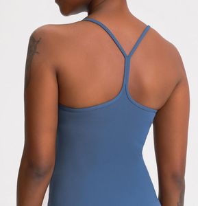 Effen kleuren Damesmode Outdoor Yoga Tanks LU60 Sexy Backless yoga Tops met beha Sport Running Gym shirt Clothes7844777