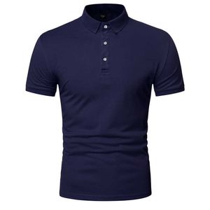 Polo de manga corta de color sólido para hombre, polo de marca de alta calidad para hombre, polo informal de negocios acogedor para hombre 210623