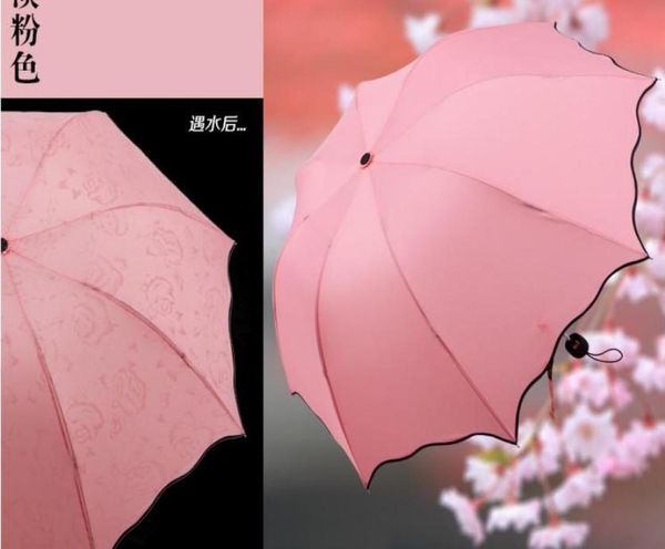 Parapluie pliant 3 couleurs unies pour femmes, romantique, imperméable, pour le soleil ou la pluie, 7 couleurs disponibles, 3563905