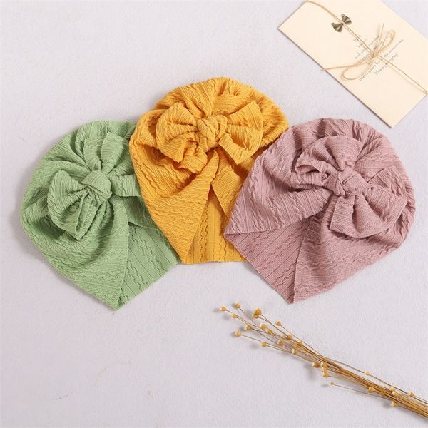 Solide Crochet Headwraps Chapeau Tricoté Arc Bébé Indien Cap Toddler Nouveau-Né Bonnets pour Filles Garçon 3-5t 20220224 Q2