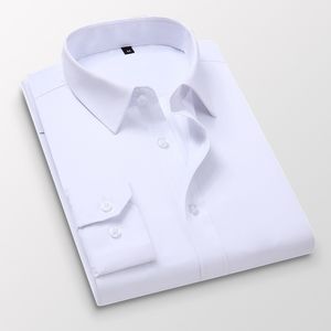 Solid Jurk Shirts Mens Lange Mouw Slim Fit Shirt Mannen Werk Business Smart Casual Merk Chemise Homme Oversized 210524