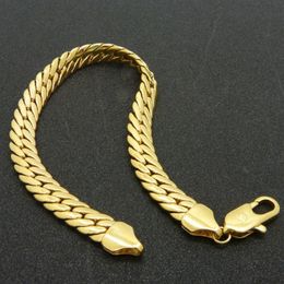 Bracelet de mode solide en or jaune 18 carats rempli de chevrons pour hommes, chaîne 288f