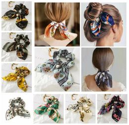 Solid Floral Bow Scrunchie Hair Band Elastic Ties Corde Scarf accessoires Accessoires de cheveux Accessoires pour tresses1299412