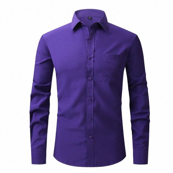 Camisas formales sólidas para hombres LG Manga Slim Fit Pocket Dr Shirts Fiesta Boda Prom Camisas sociales 15 colores EE. UU. Tamaño Camisa y9wk #