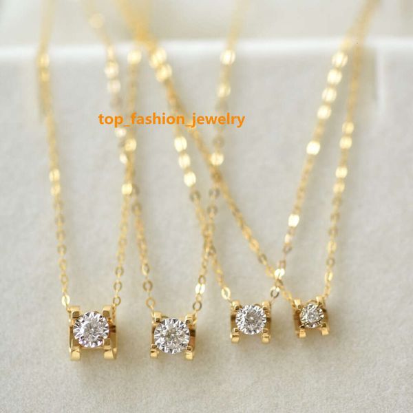 Collier en or massif 18 carats avec diamants véritables, bijoux en or pur 18 carats, collier avec pendentif en diamant naturel