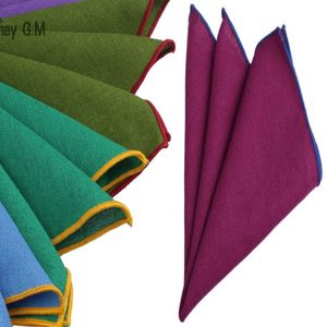 Solid Hankerchief 20 kleuren Katoen en linnen Pocket Square Servet Kerchief Mocket Heren Noserag voor Cocktail Party Bruiloft gratis schip