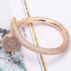 Solid High Gold Sier Nail Bangle armband Set Diamonds Designer For Women Men Fashion armbanden Wedding Party Originele editie
