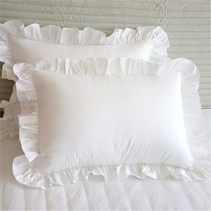 Coussin de maison solide 1pcs tai-oreiller blanc simule princesse de couverture européenne riffle coton Ruffle 48 74cm 220623