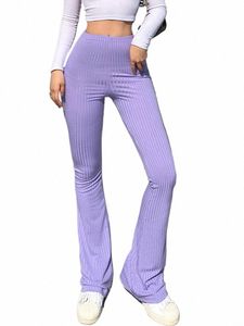 Solide Hot Y2K Femme Pantalon E Girl Esthétique Fi Streetwear Femmes Vêtements Slim Taille Haute Capris Sexy Bell Bottom Flare Collants g6wZ #