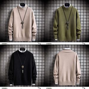 Hybskrm solide Couleur des hommes pulls pulls japonais automne tricot tricot chaud pour homme à manches longues décontractées.