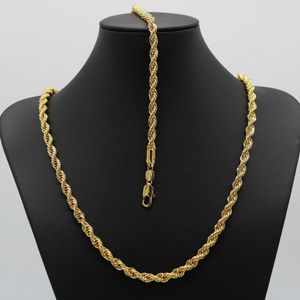 Ensemble de bijoux solides, chaîne en corde, collier rempli d'or 24 carats, chaîne pour hommes et femmes, ras du cou torsadé de 6mm de large