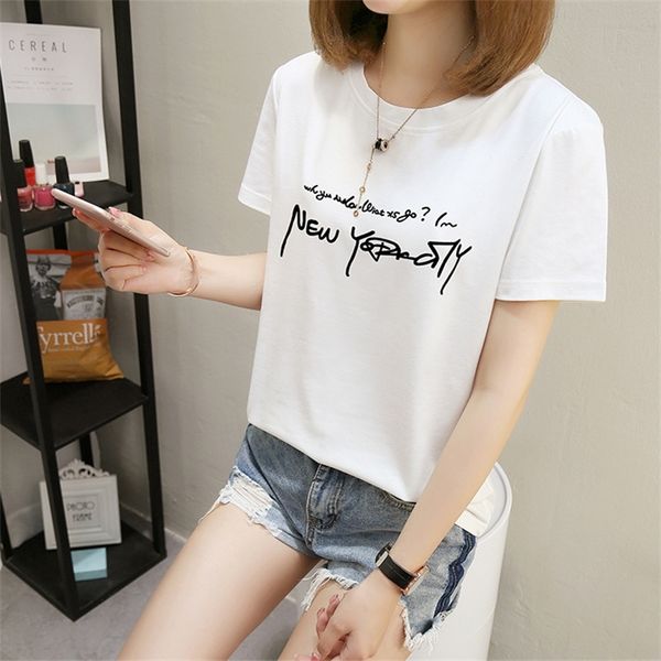 T-shirt surdimensionné en coton massif de dames Solid T-shirt Tshirt Plus Taille Noir 210315