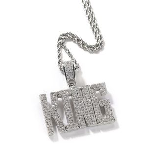 Vaste letters aangepaste initiële naam ketting gepersonaliseerde hanger met tennisketen ijskoud kubieke zirkoon hiphop sieraden271k