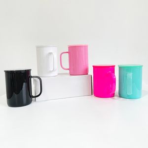 Taza camper de sublimación colorida de macarrón sólido de 17 oz Taza de café helado sin BPA con alto contenido de borosilicato con tapa de plástico PP y pajita para envolturas de vinilo UV DTF