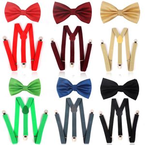 Solid Men Bow Tie en Suspener Sets klassieke shirts bowtie voor stropdassen vlindercravats strikjes