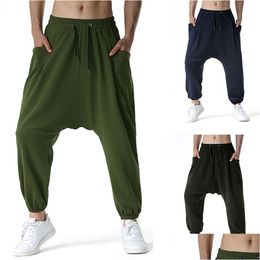 Pantalons pour hommes solides Casual Long Baggy Harem Hommes Respirant Harajuku Streetwear Pantalon surdimensionné Pantalon de survêtement de grande poche 210524 Drop Deli Dhovb
