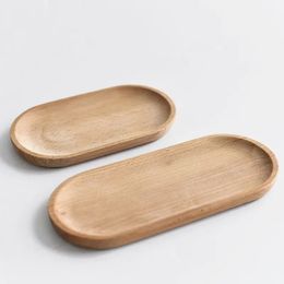 Mini plateau ovale en bois massif de 18CM, petites assiettes en bois pour enfants, assiettes à Dessert aux fruits en bois entier, vaisselle 1113