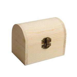 Caja de madera arqueada de madera natural maciza Caja de madera hecha a mano en blanco pintada en arcilla blanca grande y mediana LX4412