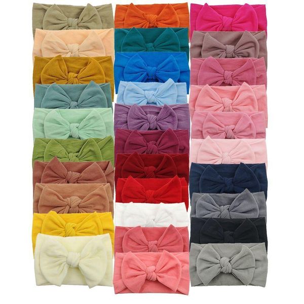 Solide Nylon Bandeau Arc Bandeaux Enfants Filles Très Doux Turban Tête Wrap Enfants Cheveux Accessoires 30 pcs/Lot 31 Couleur U Choisir