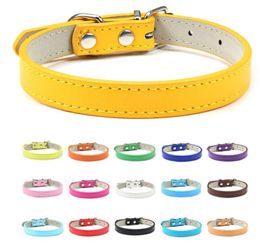 Colliers de chien de compagnie solides colliers de boucle en métal de chien en cuir PU pour petits chiens de taille moyenne Teddy Keji Pitbull Bulldog Beagle collier accessoires