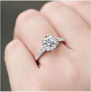 Massief Platinum PT950 1CT Moissanite Diamond Engagement Ring Mooie Gift voor Meisjesvriend Kerstmis Moederdag Partij uitnodiging