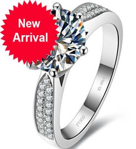 Solid Platinum PT950 Dames 3ct Diamond verloving Moederdag Verjaardag cadeau Geschenk Girl Love Ring Beautiful Box8361723