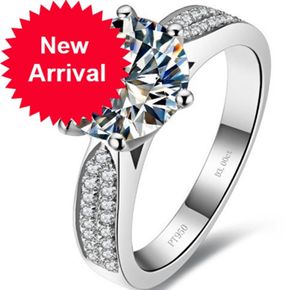 Massief platina PT950 Dames 3CT Diamant Engagement Moederdag Verjaardagscadeau Feestcadeau Meisje Liefde Ring Prachtige doos4368163