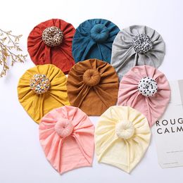 Solid Pure Cotton Baby Hat Sun Flower Print Donuts Beanies Infant Bonnet Soft Fabric Headwraps Fashion Kids Accessoires