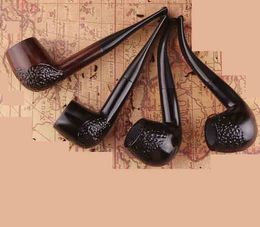 Vast rood zwart hout ebbenhouten hand tabak sigaretten rookpijp filter houten bloempatronen gereedschap accessoires 6 stijlen kiezen