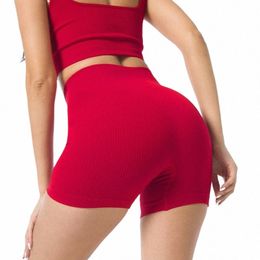 Sólido rojo rosa mujeres seaml levantamiento de glúteos pantalones cortos de gimnasio de secado rápido más tamaño entrenamiento deportes fitn cintura alta pantalones de yoga pantalones cortos l7oq #