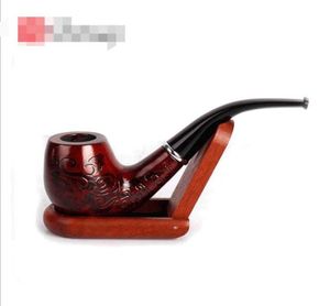 Pipe à tabac à rayures en bois rouge massif, fleurs sculptées, filtres à main pour cigarettes et cigares, outils de 145cm de longueur, accessoires 1266502