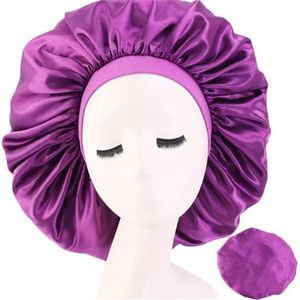 Bonnet Satin Bonnet Cap de coiffure Long Hair Soins Femme Night Sleep Hat Silk Head Wrap Shower Cap de style outil de style entièrement