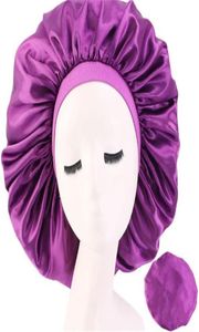Bonnet en Satin solide, Bonnet de coiffure, soins pour cheveux longs, chapeau de nuit pour femmes, en soie, Bonnet de douche, outil de coiffure, Whole8658832