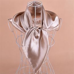 Solid Satin Royan Silk Hijabs Square Scarf Neckscarf sjaals 90 90cm 50 pct Lot #2086277J