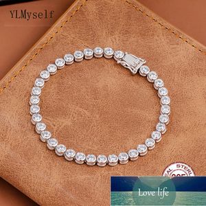 Plata maciza 15-18 CM Pulsera de plata de ley 925 auténtica sólida con 3 mm de circón brillante Joyería fina pura para mujeres Precio de fábrica Diseño experto Calidad Último estilo