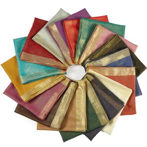 Solide vierkante sjaal met gouden Lurex Border Plain Head Sjalves voor vrouwen SHAWL Lichtgewicht Basisstijl 90 cm