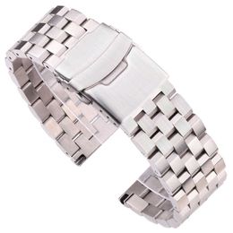 Solid Rvs Horloge Strap Armband 18mm 20mm 22mm 24mm Zilver Geborsteld Metalen Horlogebanden Vrouwen Mannen Horloge Accessoires H0915