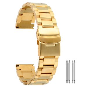 Massief roestvrijstalen horlogebanden 3 kleuren 18mm 20mm 22mm 24mm metalen horlogeband riem voor mannen vrouwen horloges vervangende armband H0915