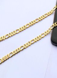 Collar de eslabones de cadena GF Figaro de oro fino de 18 quilates con sello sólido Stamep 585, longitudes de 8 mm, italiano, 24 pulgadas 2310762