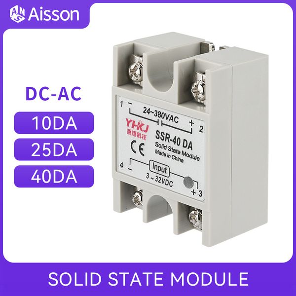 Relé de estado sólido SSR-10DA 25DA 40da SSR SSR Single Fase DC Control AC Entrada 3-32VDC Salida 24-380VAC 10A 25A 40A