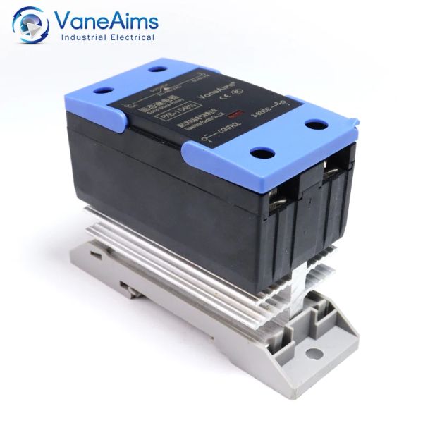 Relé de estado sólido Vaneaims Din Rail Montaje SSR de fase única con disco de calor 10A-120A CC Control AC Control CC Control CA