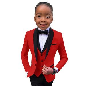 Solid Stylish 4 Pieces Boy's Suit Set Inlucding Jacket Vest Pants and Bow-tie Wedding Ring Boy Dresswear Tuxedo For Kids Children's Suits For Wedding Party