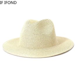 Sombreros de paja lisos de verano para mujeres, hombres, niños, niñas, protección UV, sombrero plegable para el sol, sombreros de fieltro para viajes al aire libre, sombreros de playa enteros 2257m
