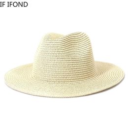 Sombreros de paja lisos de verano para mujeres, hombres, niños, niñas, protección UV, sombrero plegable para el sol, sombreros de playa para viajes al aire libre, sombreros enteros 2335A