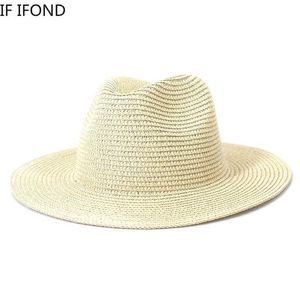 Effen zomer strohoeden voor dames heren kinderen kind meisje UV-bescherming opvouwbare zonnehoed buiten reizen strand Fedora hoeden heel 2160q