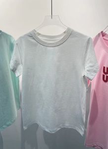 T-shirt à manches courtes et col rond pour Femme, vêtement d'été uni, ample et décontracté, avec lettres imprimées, 100% coton