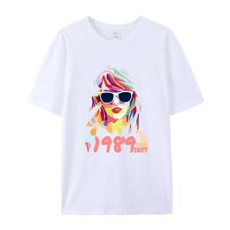 T-shirt à manches courtes et col rond pour Femme, vêtement d'été uni, ample et décontracté, avec lettres imprimées, 100% coton, 68