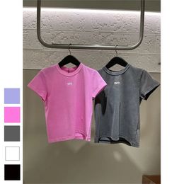 T-shirt d'été solide pour femmes vêtements de vêtements imprimé O-cou t-shirt à manches courtes