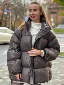 Solide épaissir femmes coton manteau à manches longues col montant fermeture éclair poche cordon femme manteaux 2023 hiver décontracté dame Outwer 231222